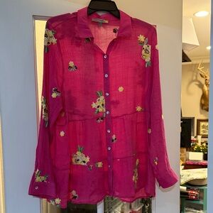 Fig and Flower Fuchsia Floral Blouse